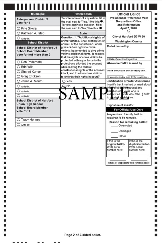 Sample Ballot Hartford