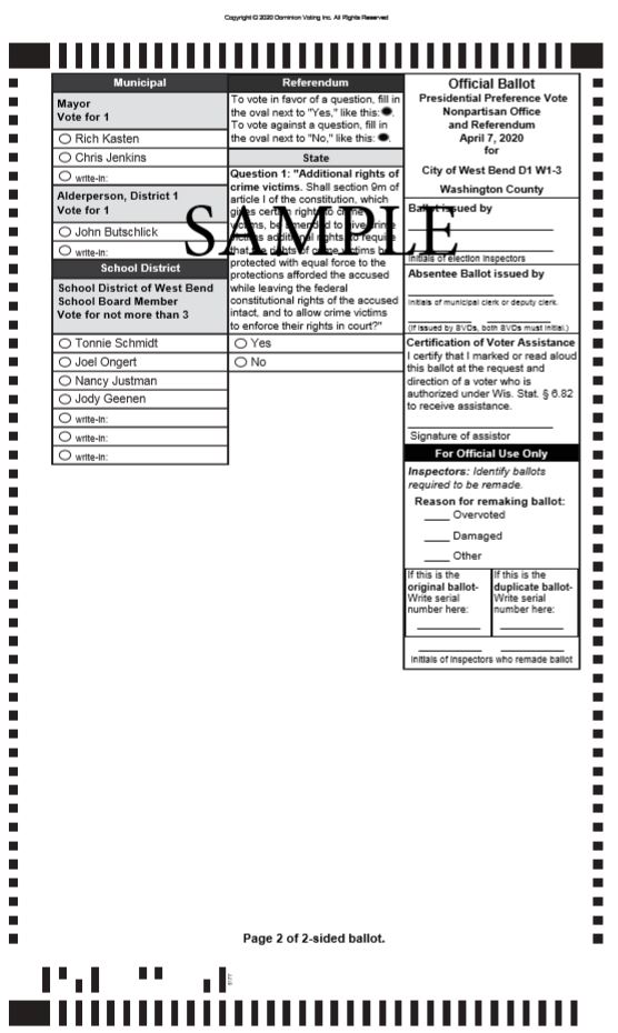 Sample Ballot West Bend