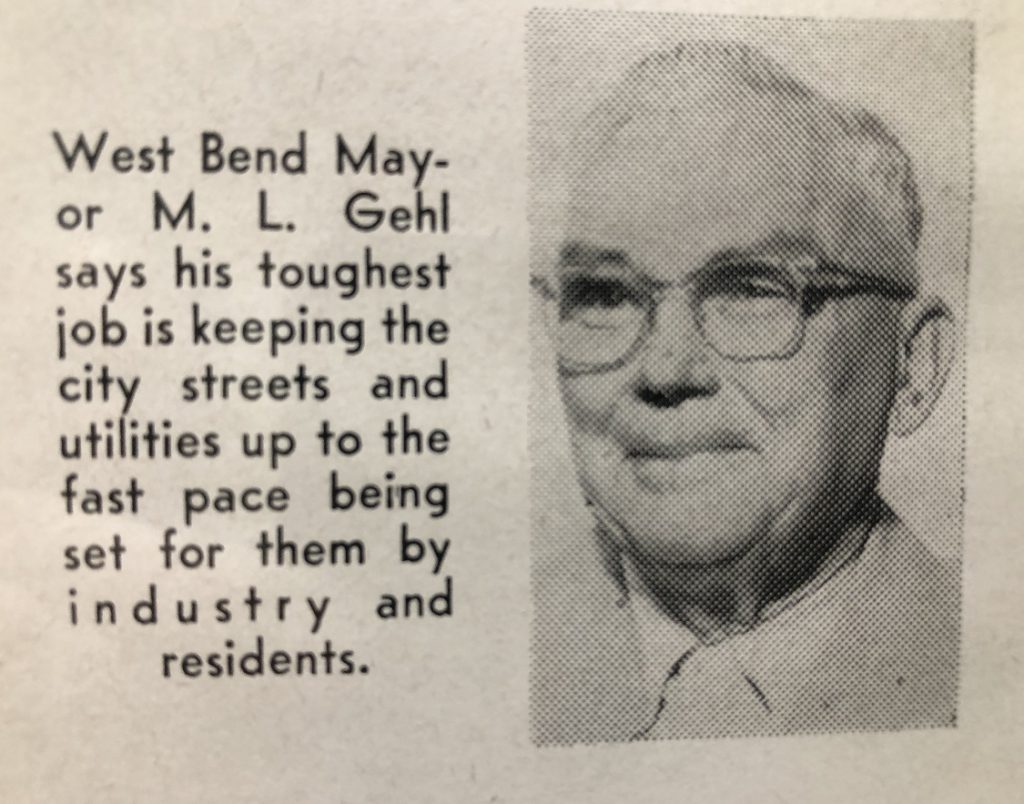 West Bend mayor M.L. Gehl