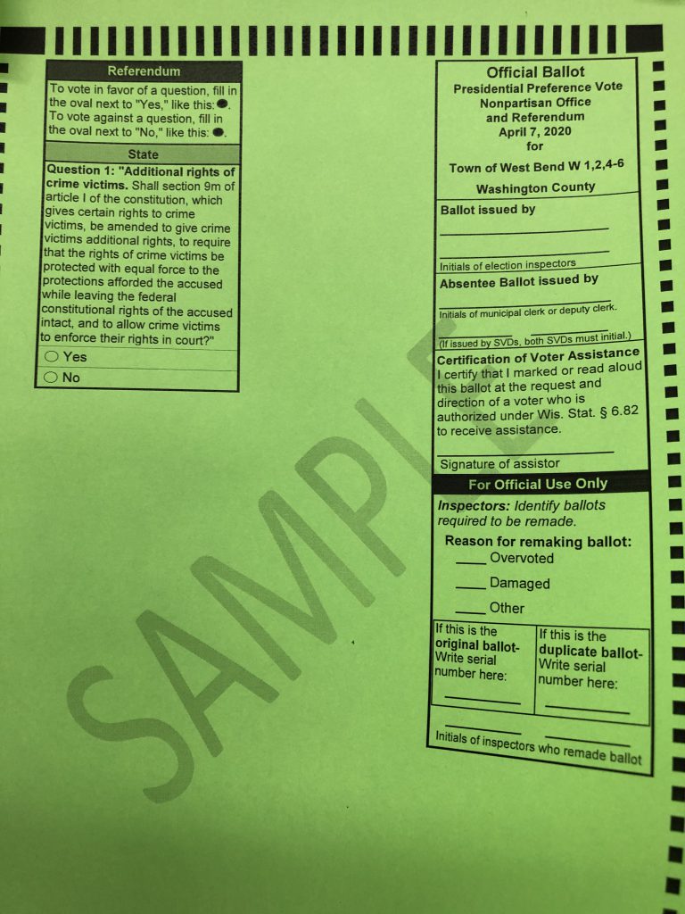 Town of West Bend ballot