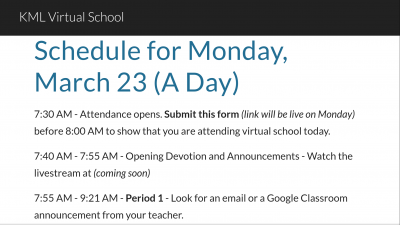 virtual learning schedule