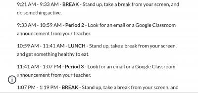 virtual learning schedule