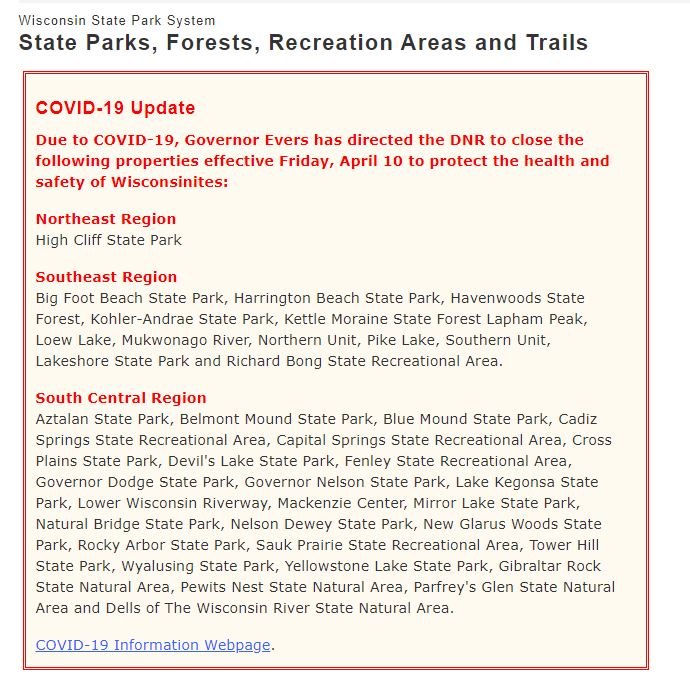 Closing State Parks DNR