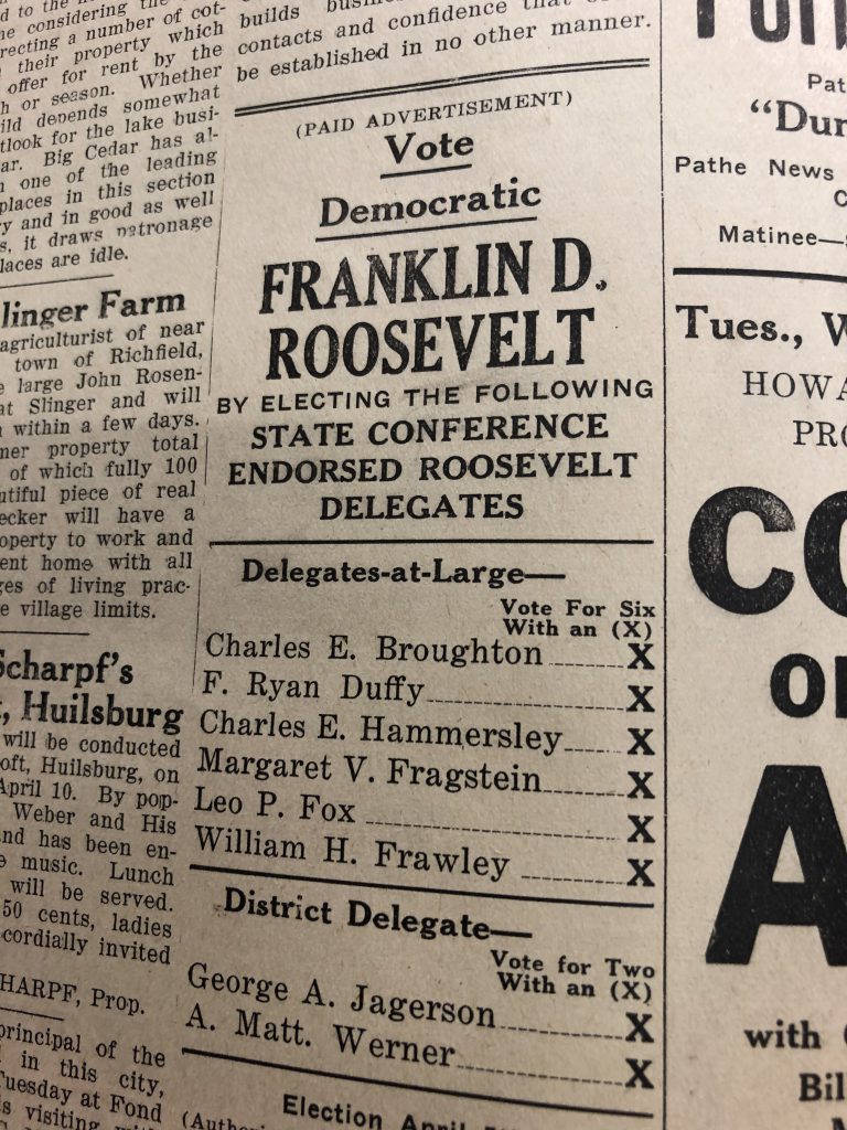 Vote Franklin D. Roosevelt