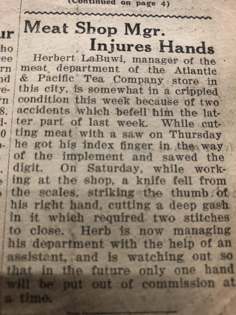 Meat shop hand injury