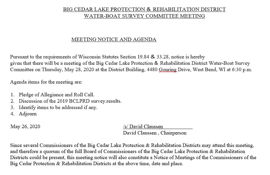 Big Cedar Lake survey meeting