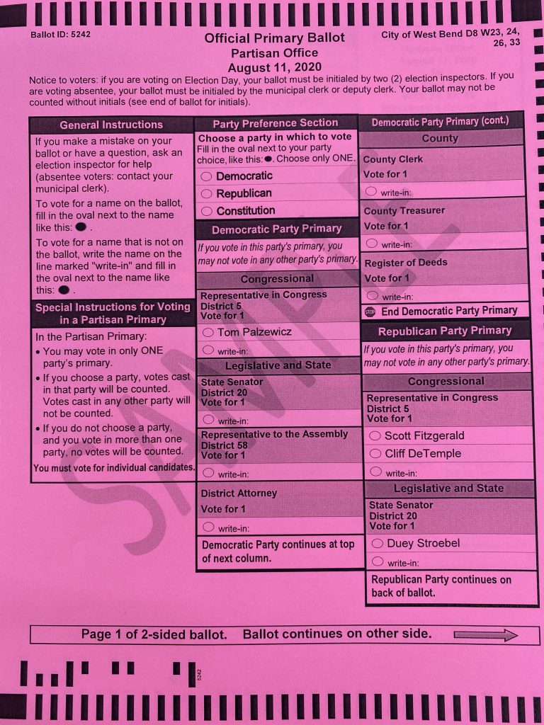 August 11 primary ballot