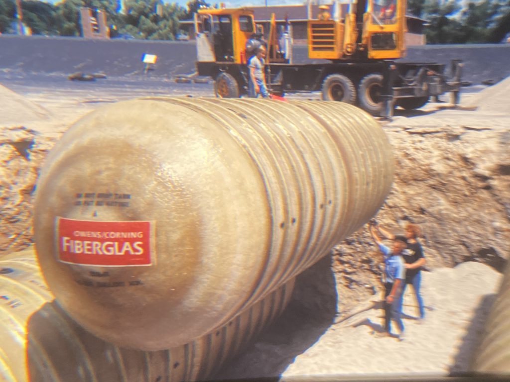 1981 photo of tank underground tank installation