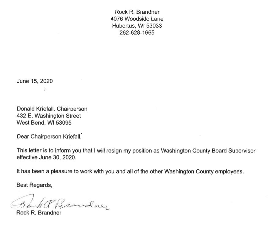 Washington Co. Supervisor resigns
