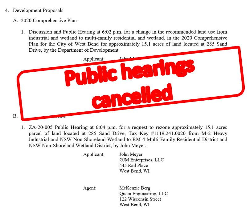 public hearings cancelled