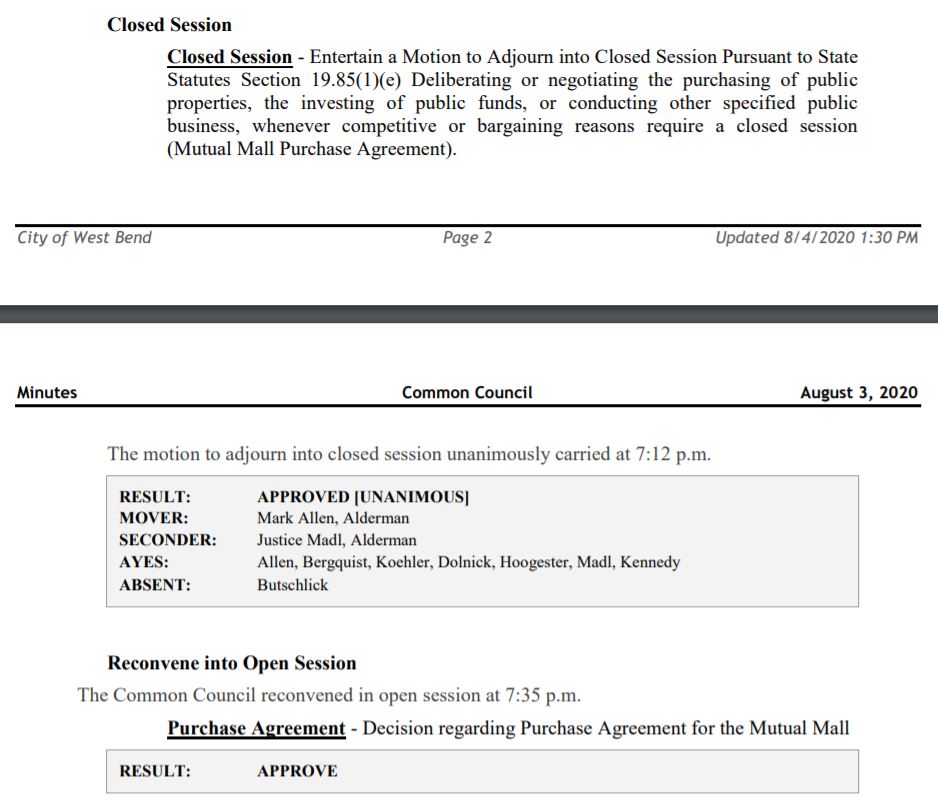 Closed session agenda