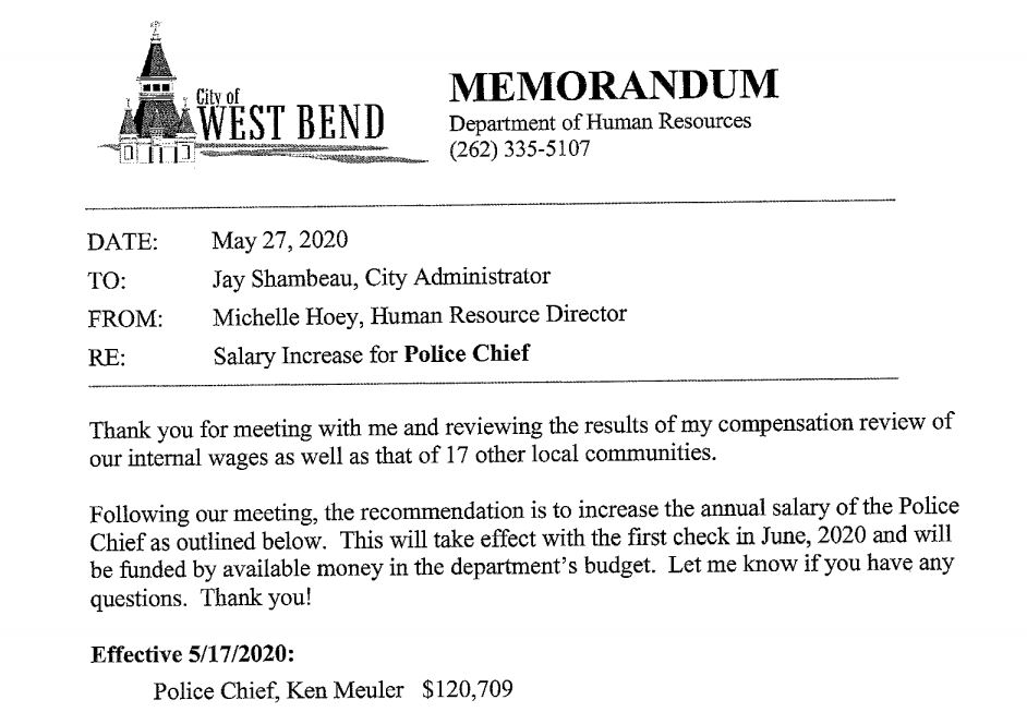 Chief's pay increase by $12,000