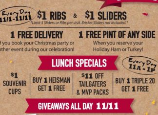 Giveaways on tap at Billy Sims on November 11, 2020