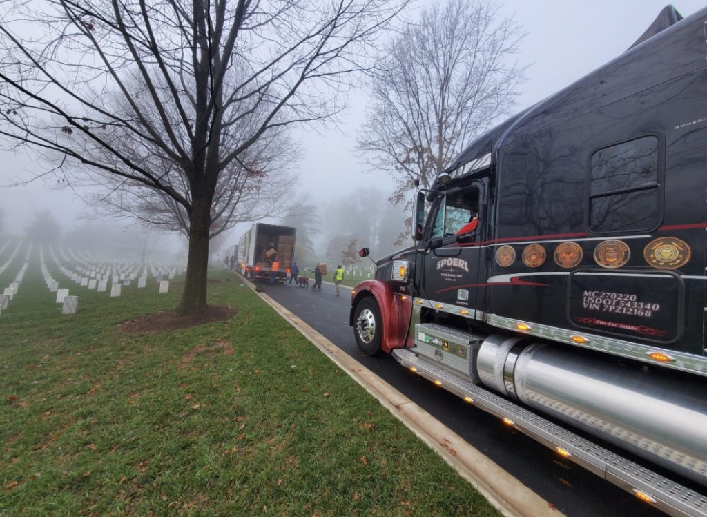 Semi at Artlington National Cemetery, wreaths