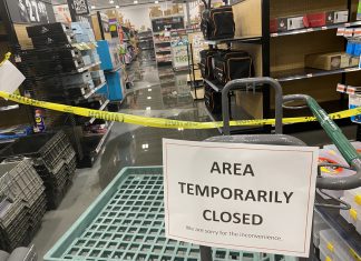 Sprinkler system malfunctions at Fleet Farm in West Bend Fleet Farm water