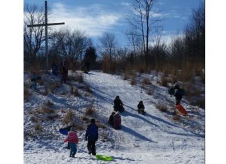 Outdoor community fun January 30 at Shepherd of the Hills Winterfest | By Tammy Heckendorf sledding