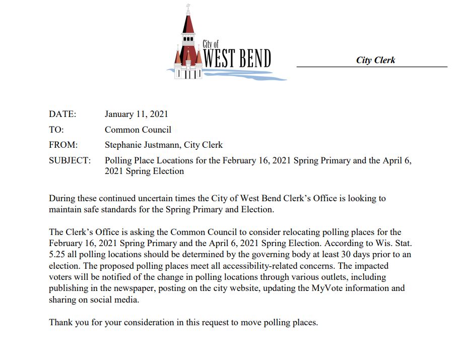 Change in polling places WB