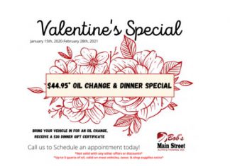 Valentine’s Special at Bob’s Main Street Auto & Towing