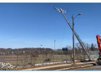 VIDEO | Grandstand at Carl Kuss Field to be demolished Tuesday morning, March 9, 2021 Removing light poles at Carl Kuss