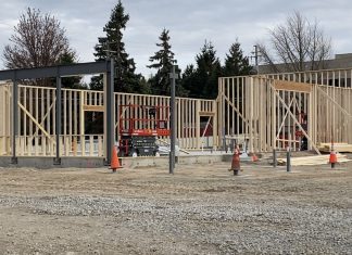 New Dairy Queen framed up in West Bend Dairy Queen, framed up