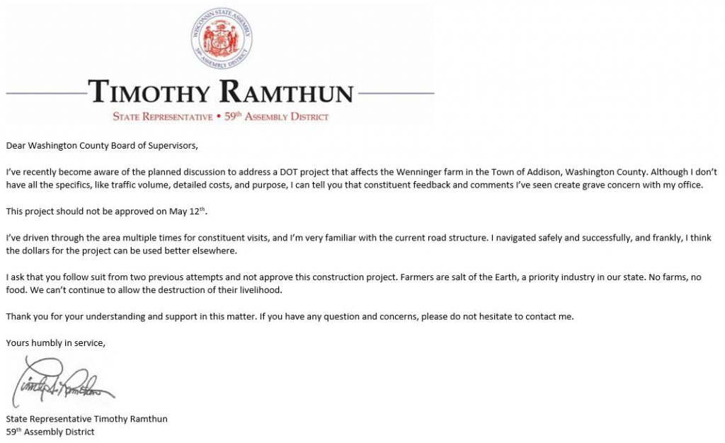 Tim Ramthun letter