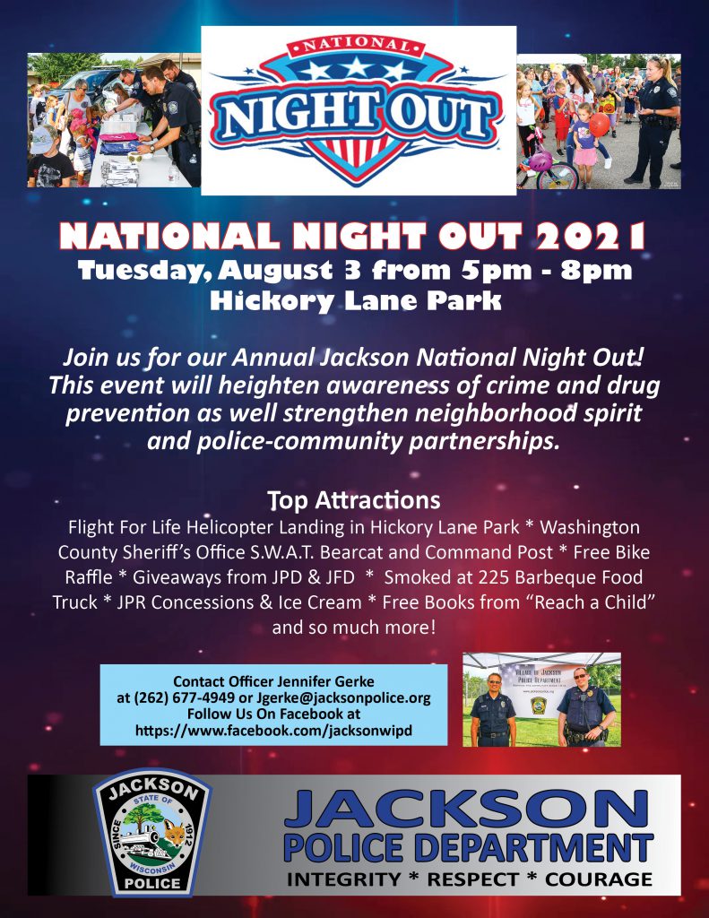 Jackson PD to Host National Night Out by Officer Jennifer Gerke