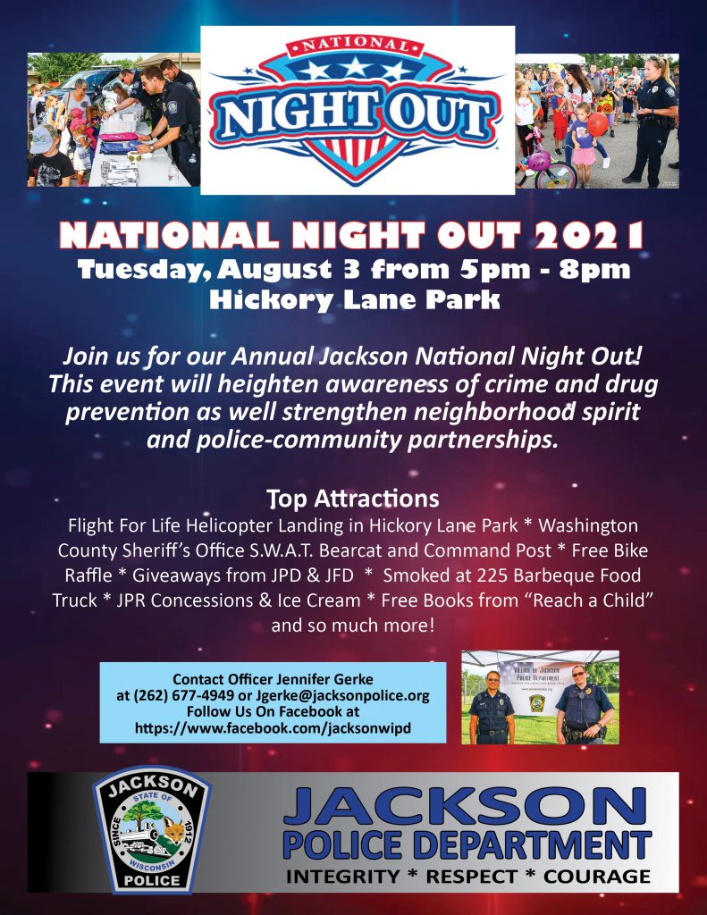 Jackson PD to Host National Night Out by Officer Jennifer Gerke