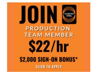 Jobs, jobs, jobs at local manufacturer Charter Steel