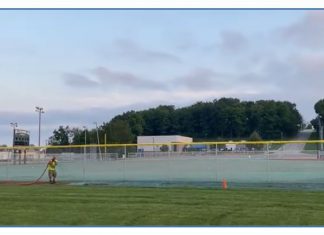 VIDEO | Outfield seeded thanks to donation by West Bend Elevator hydroseeding