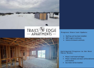 Roof top unit installed; doors and windows arriving at new Trail’s Edge Apartments | By Christa Weindorf