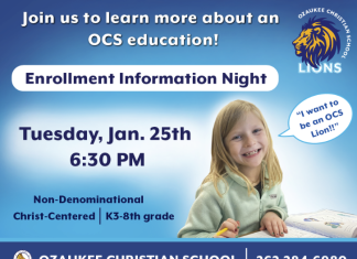 Ozaukee Christian School now enrolling for 2022-2023 school year