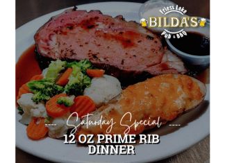 Prime Rib & Xtreme Bar Bingo tonight at Bilda’s Friess Lake Pub