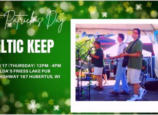 Live music 12 to 4 p.m. today, St. Patty’s Day, at Bilda’s Friess Lake Pub