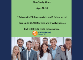 Healthy male/female volunteers sought for new Quest study at Spaulding Clinical