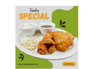 Tuesday Special – broasted chicken dinner at Bilda’s Friess Lake Pub