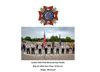 Slinger Memorial Day Parade and ceremony May 30, 2022 at 10:30 a.m. | By Tom Haase