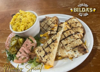 Smoked Chicken Quesadilla is calling your name today at Bilda’s Friess Lake Pub