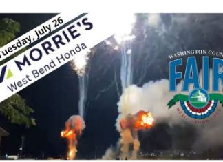 Tuesday night fireworks, July 26, 2022 at Washington Co. Fair sponsored by Morrie’s West Bend Honda