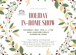 Alpine Soap Company Holiday in-home show is November 19 in Slinger, WI | By Lexi Bullis