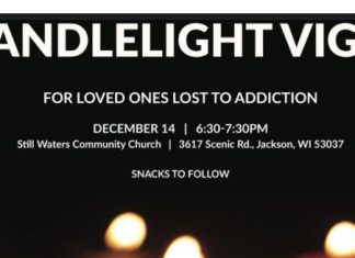 Candlelight vigil for those lost to addiction is December 14, 2022 at Still Waters Community Church in Jackson, WI