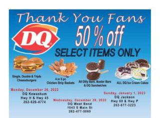 Dairy Queen in Jackson, WI holds 1/2 price sale (on select items) on January 1, 2023
