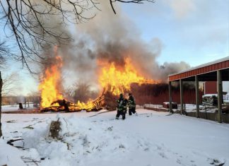 12 departments respond to barn fire in neighboring Ozaukee Co., WI | By Grafton FD