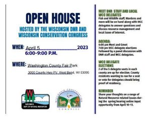 Open House tonight, April 5, by Wisconsin DNR and WI Conservation Congress