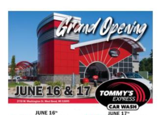 Tommy’s Express Car Wash Grand Opening is June 16 and 17 in West Bend, WI