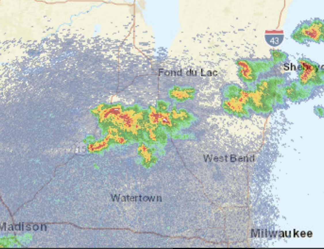Rumbles of thunder as storms pass through northern Washington County, WI