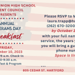 Hartford Union High School Student Council annual Veterans Day Breakfast is Nov. 10, 2023 | By Katrina Cravy