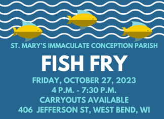 St. Mary’s Fish Fry set for Friday, October 27, 2023 from 4 p.m. – 7:30 p.m.