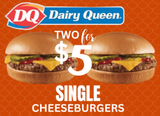 Cheeseburger lovers, rejoice! 2 for $5 singles at your Dairy Queen