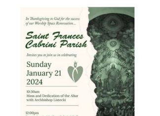 Altar dedication at St. Frances Cabrini is Sunday, January 21, 2024