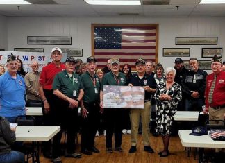 Fred Schaefer VFW Post 1393 presents check to Stars & Stripes Honor Flight | By Mike Henner